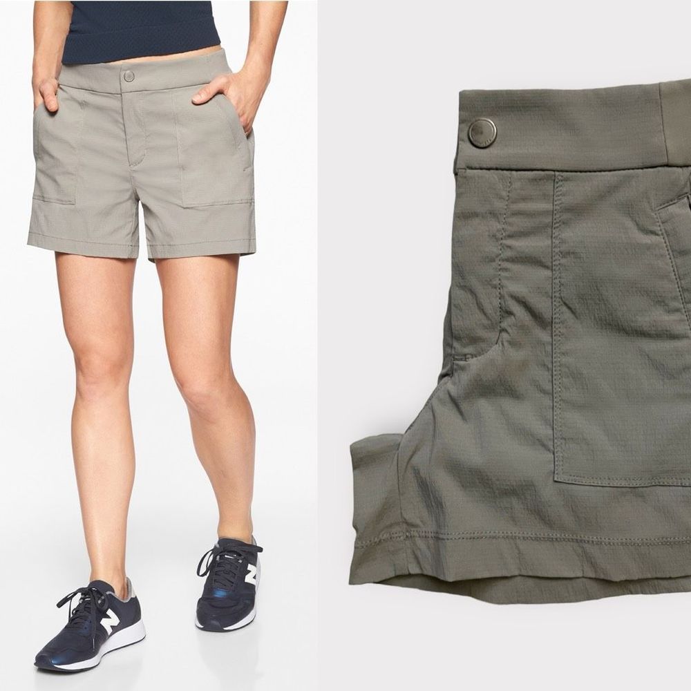 Athleta Trekkie Shorts 4” 0 Grey Womens Outdoor Trail Hiking Athletic Techwear